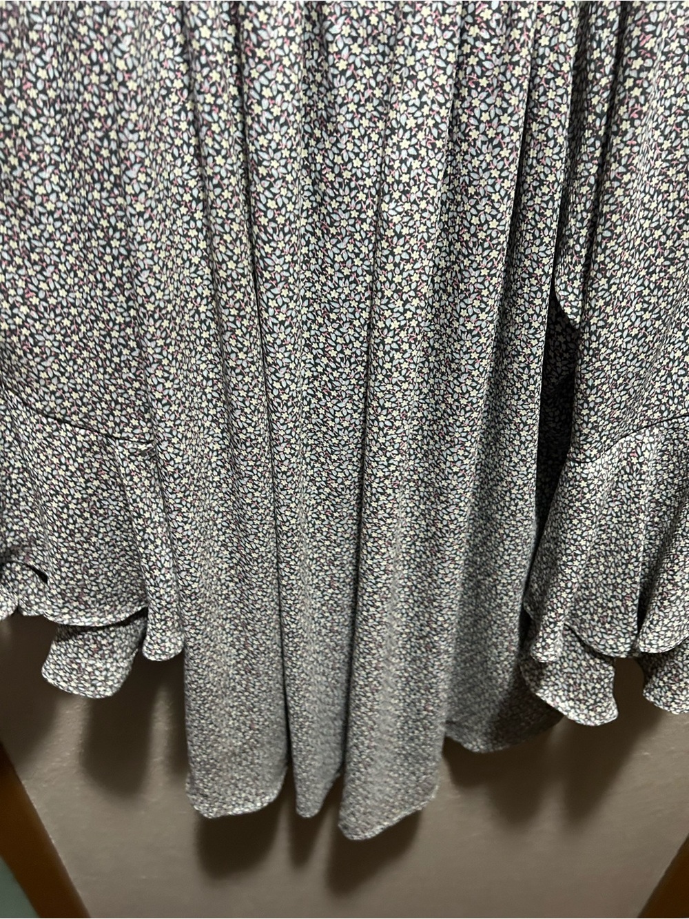 Chaps Micro Floral Ruffle Sleeve Blouse - Picture 9 of 9